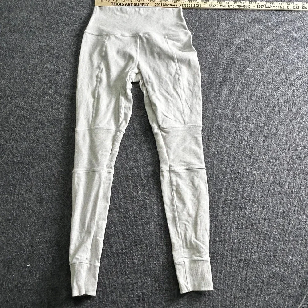 Alo Leggings Womens Size S Light Grey Moto High Waisted Ribbed Panel Athletic